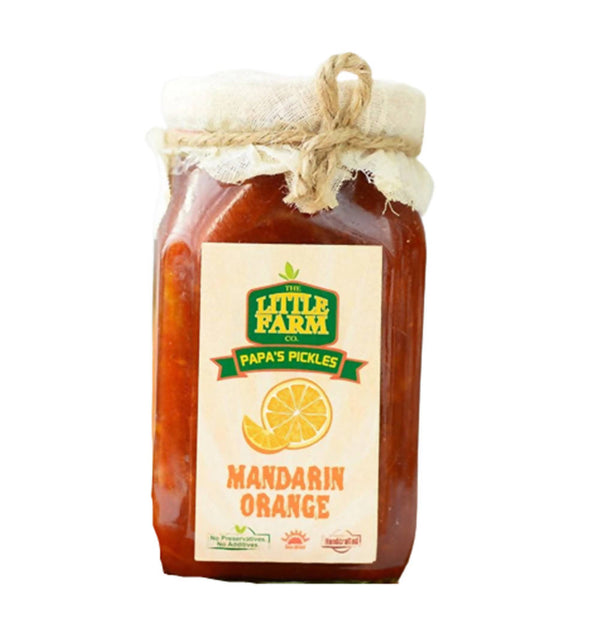Jar of Little Farm Mandarin Orange Pickles with a white background