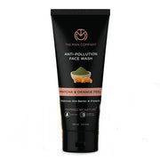 Black tube of The Man Company Anti-Pollution Face Wash with matcha and orange peel ingredients on a white background