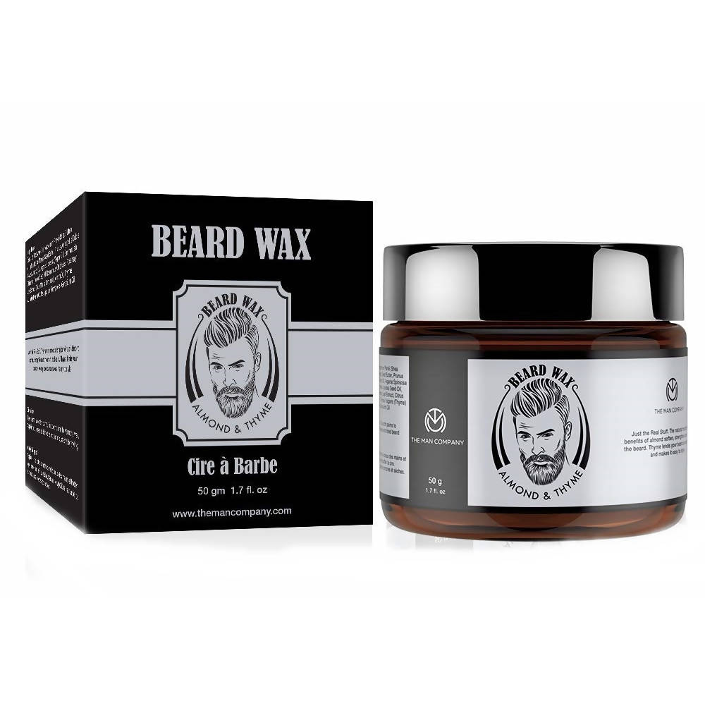 Beard wax jar and packaging with brand logo on a white background
