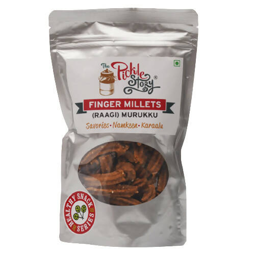 Packaged snack with 'The Pickle Story' branding on a white background