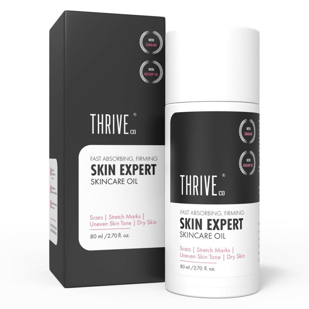Thrive Skin Expert Skincare Oil packaging on a white background