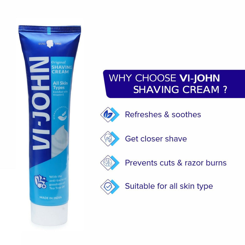 VI-JOHN Dermatologically Tested Vitamin-E enriched Anti Bacterial All Skin Type Shaving Cream