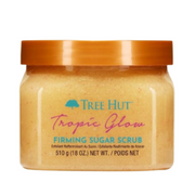 Jar of Tree Hut Tropic Glow Firming Sugar Scrub on a white background