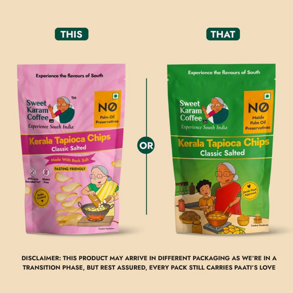 Sweet Karam Coffee Kerala Tapioca Chips - Rock Salt (Fasting Special)