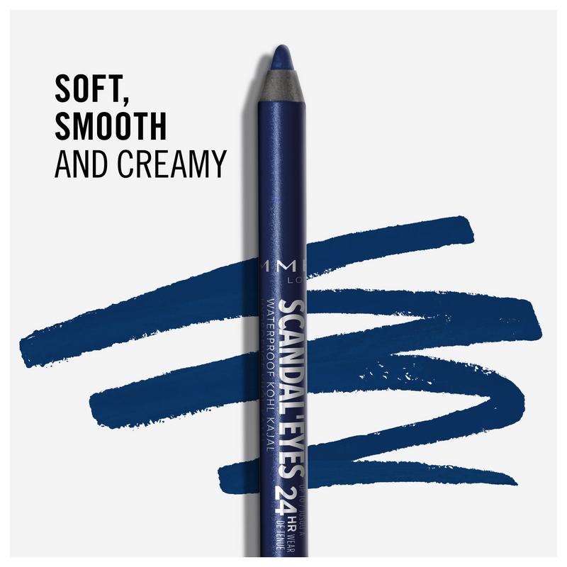 Rimmel London Scandaleyes Waterproof Kohl Kajal Liner Blue | Smudge-proof | 24hr Wear | Vibrant