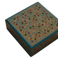Nizalia Chinar Leaf Embossed Blue Paper Mache Square Coasters - Limited Time Offer