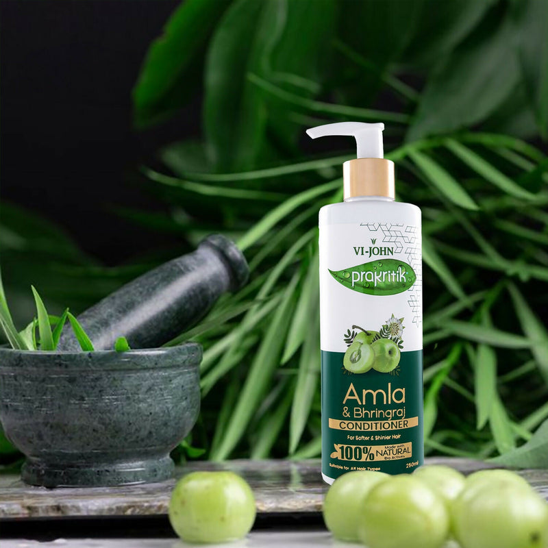 VI-JOHN Prakritik Amla & Bhringraj Conditioner, Vitamin C for deep-rooted care,100% Bio Actives