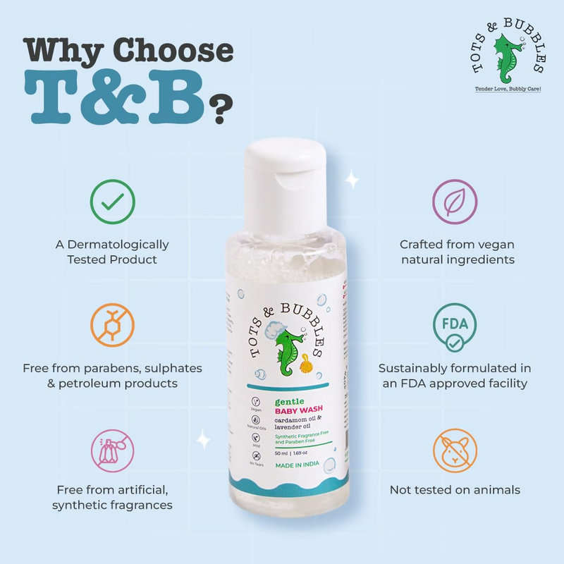 Tots & Bubbles Gentle Baby Body Wash with Natural Lavender & Cardamom Oil