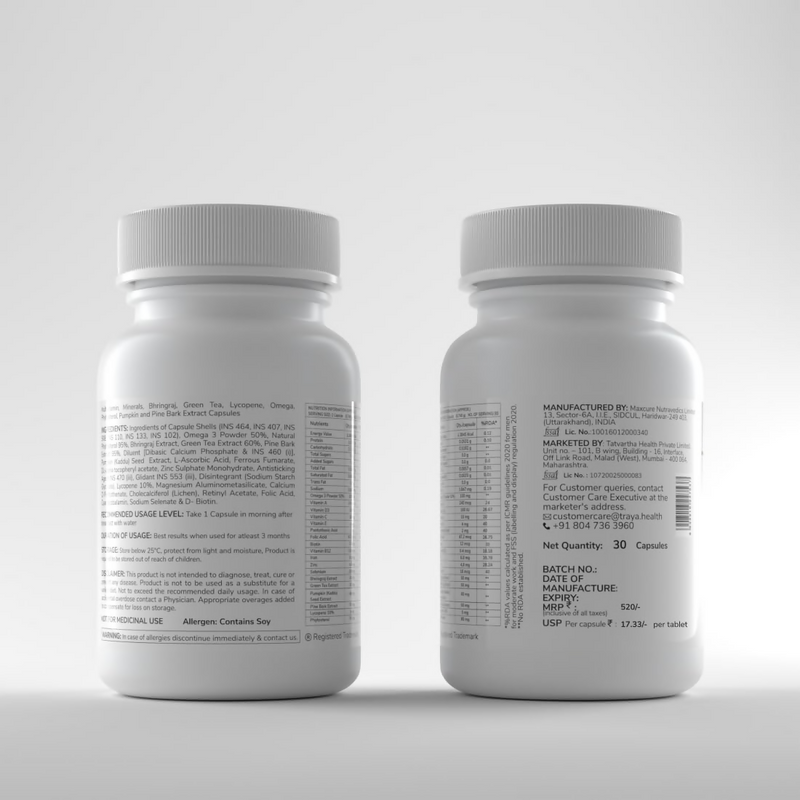 Traya Hair Vitamins with Biotin and Bhringraj Capsules