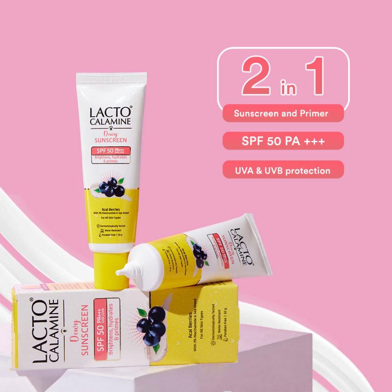 Lacto Calamine Dewy Sunscreen+Primer SPF 50 PFA +++ UVA & UVB Protection