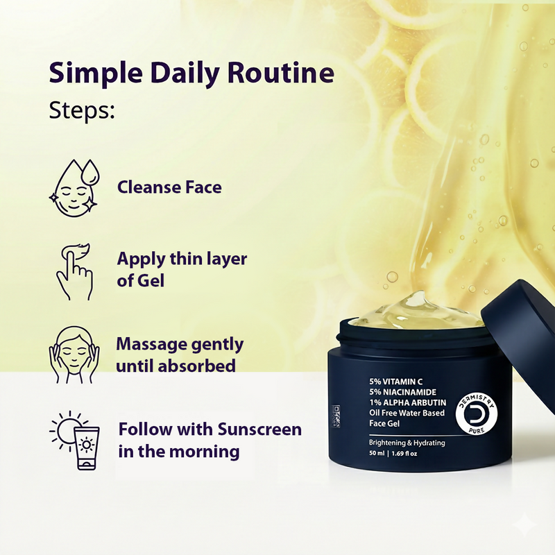 Dermistry Vitamin C Niacinamide Alpha Arbutin Oil Free Water Based Remove Tanning D Tan Detan Skin Dark Spots Removal Face Gel