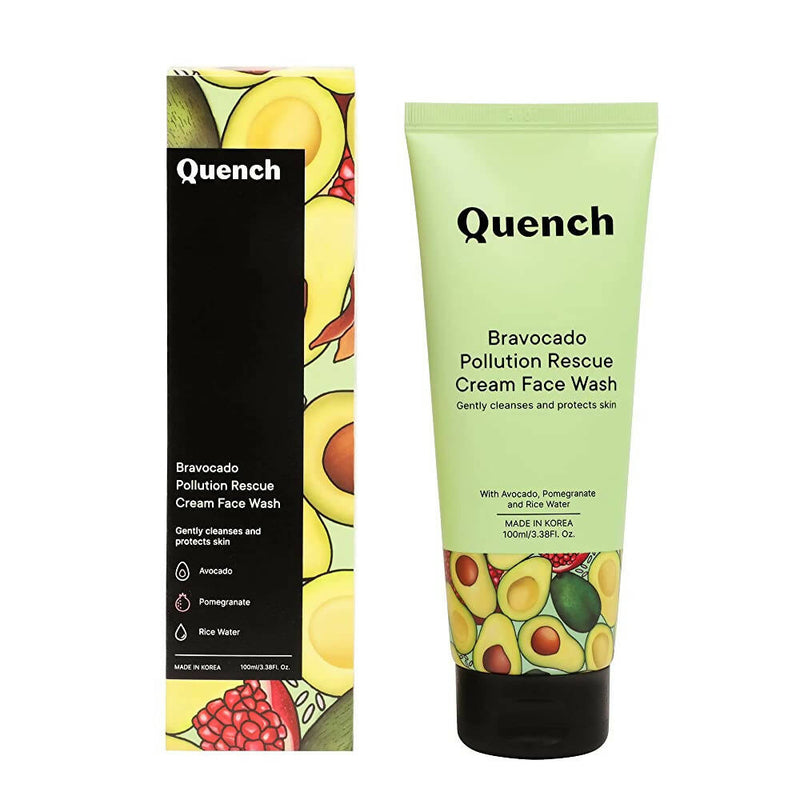 Quench Botanics Bravocado Pollution Rescue Cream Face Wash With Avocado, Rice Water & Pomegranate, Korean Beauty