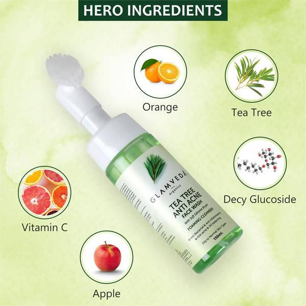 Glamveda Tea Tree Anti Acne Face Wash With Soft Silicone Brush