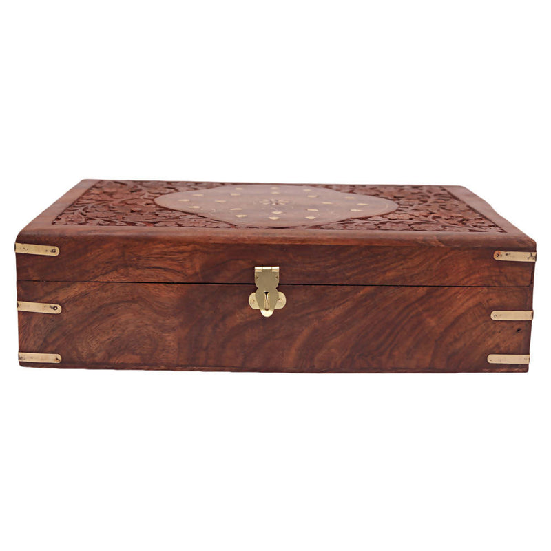 Nizalia Carved Motif Of Flora Handmade Jewellery Box - Limited Time Offer