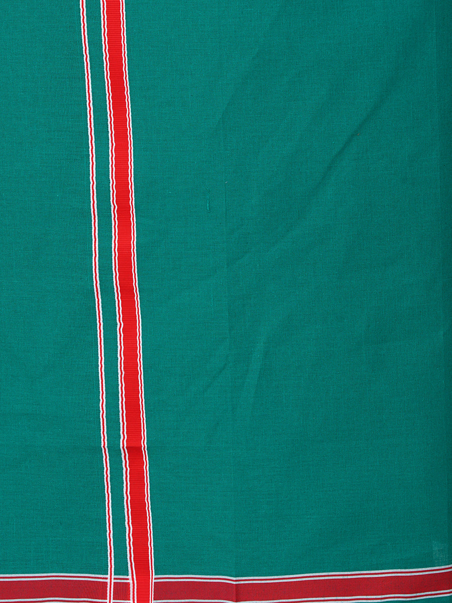 Men Cotton Blend Single Layer Green Dhoti with Assorted Border Charming Colour 2