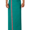 Men Cotton Blend Single Layer Green Dhoti with Assorted Border Charming Colour 2