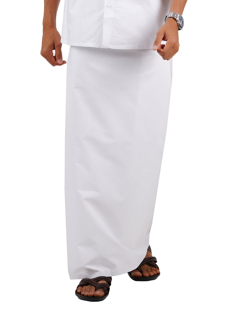 Men Cotton Blend Single Layer Prayer Dhoti with White Border Vairam Paramas
