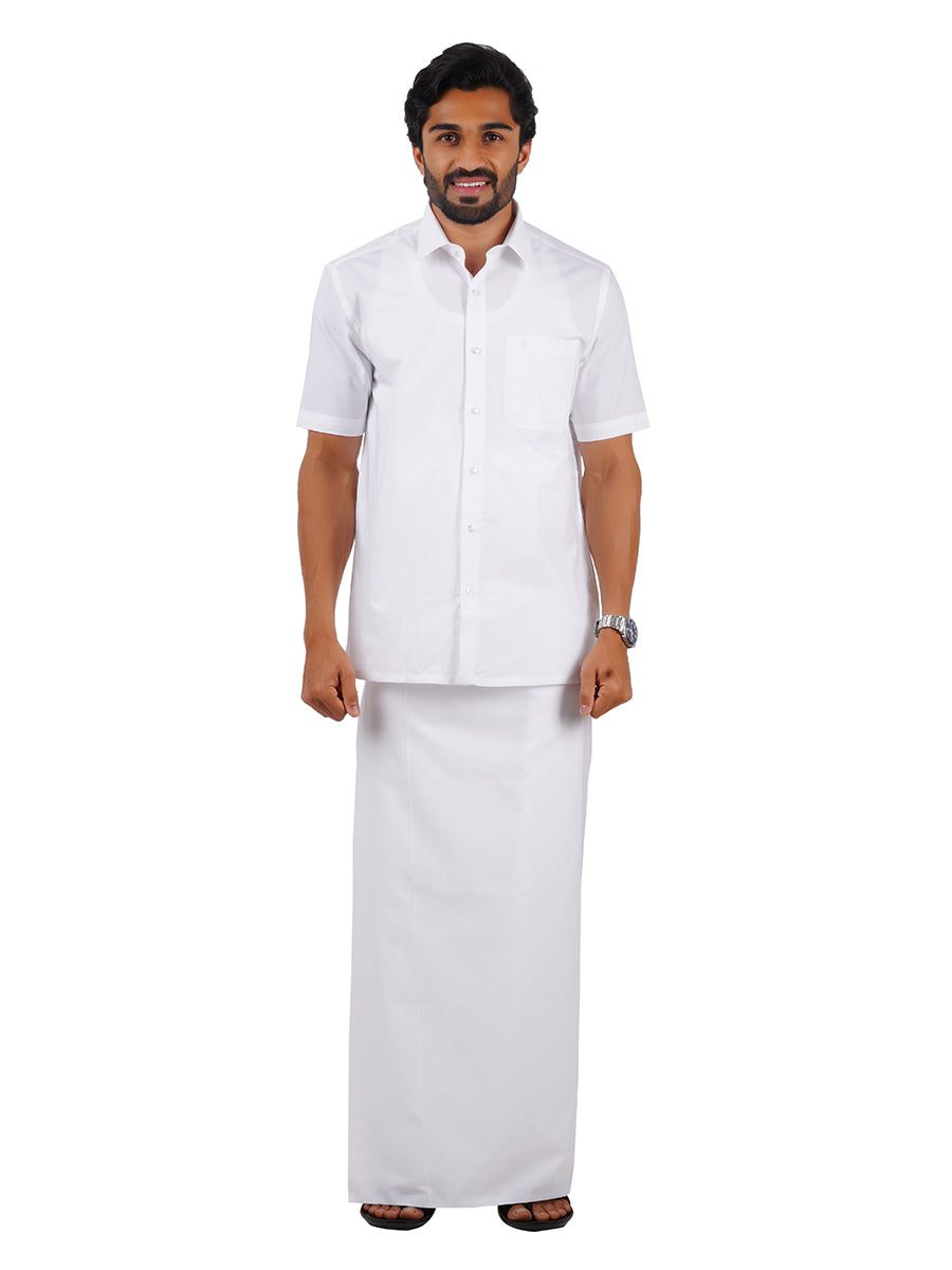 Men Cotton Blend Single Layer Prayer Dhoti with White Border Vairam Paramas