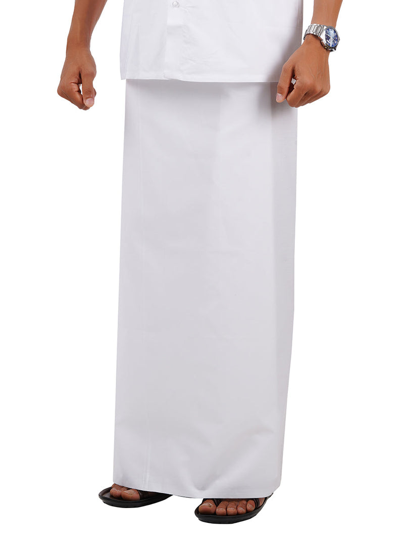 Men Cotton Blend Single Layer Prayer Dhoti with White Border Vairam Paramas