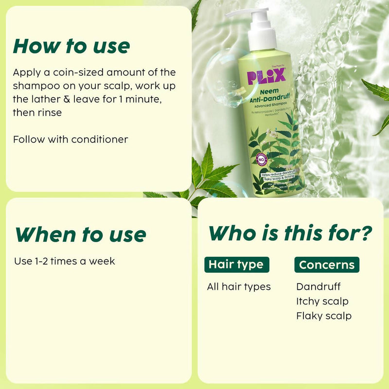 PLIX The Plant Fix Neem Anti-Dandruff Advanced Shampoo For Reduced Dandruff & Itchiness