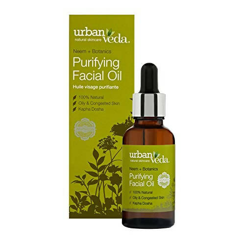 Urban Veda Purifying Facial Oil bottle and packaging on a white background
