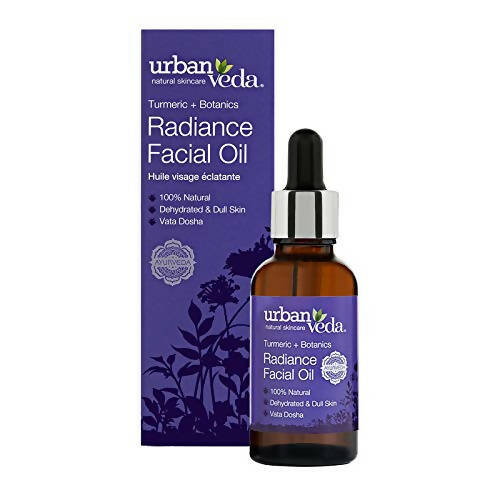 Urban Veda Radiance Facial Oil bottle and packaging on a white background