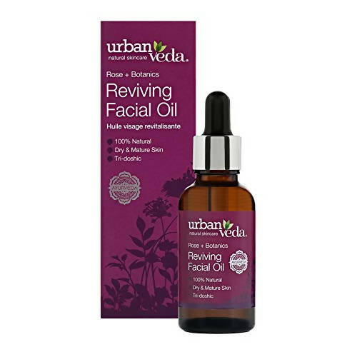Urban Veda Reviving Facial Oil bottle and packaging on a white background