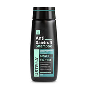 Ustraa Anti Dandruff Shampoo bottle with black and green design on a white background