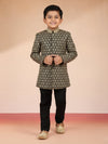Boy's Black Chikankari Embroidered Rayon Sherwani Set