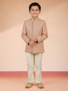 Boy's Peach Rayon Sherwani Set