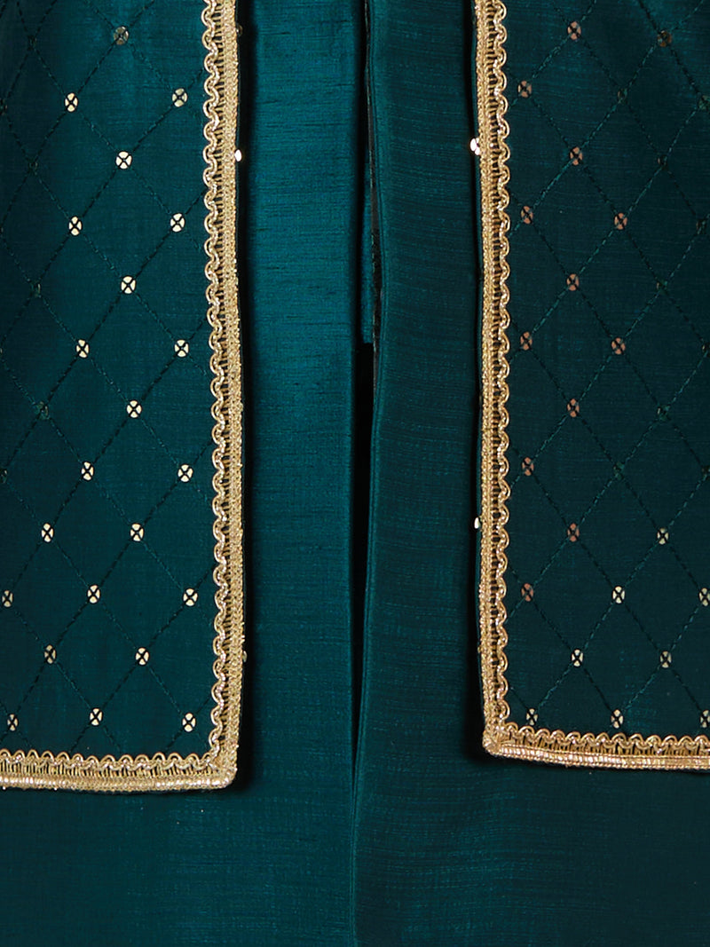 Boy's Blue Silk Blend Sherwani Set