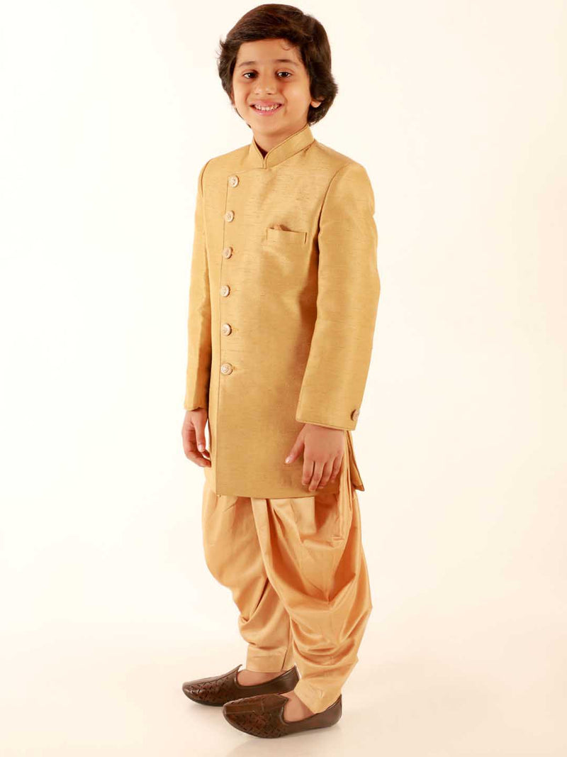 Boy's Beige Indo Western Set