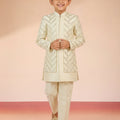 Boy's Cream Silk Blend Sherwani Set