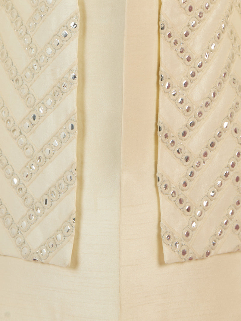 Boy's Cream Silk Blend Sherwani Set