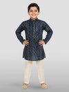 Boys Blue Rayon Bandhani Kurta Pyjama Set