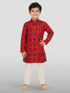 Boys Red Rayon Kurta Pyjama Set
