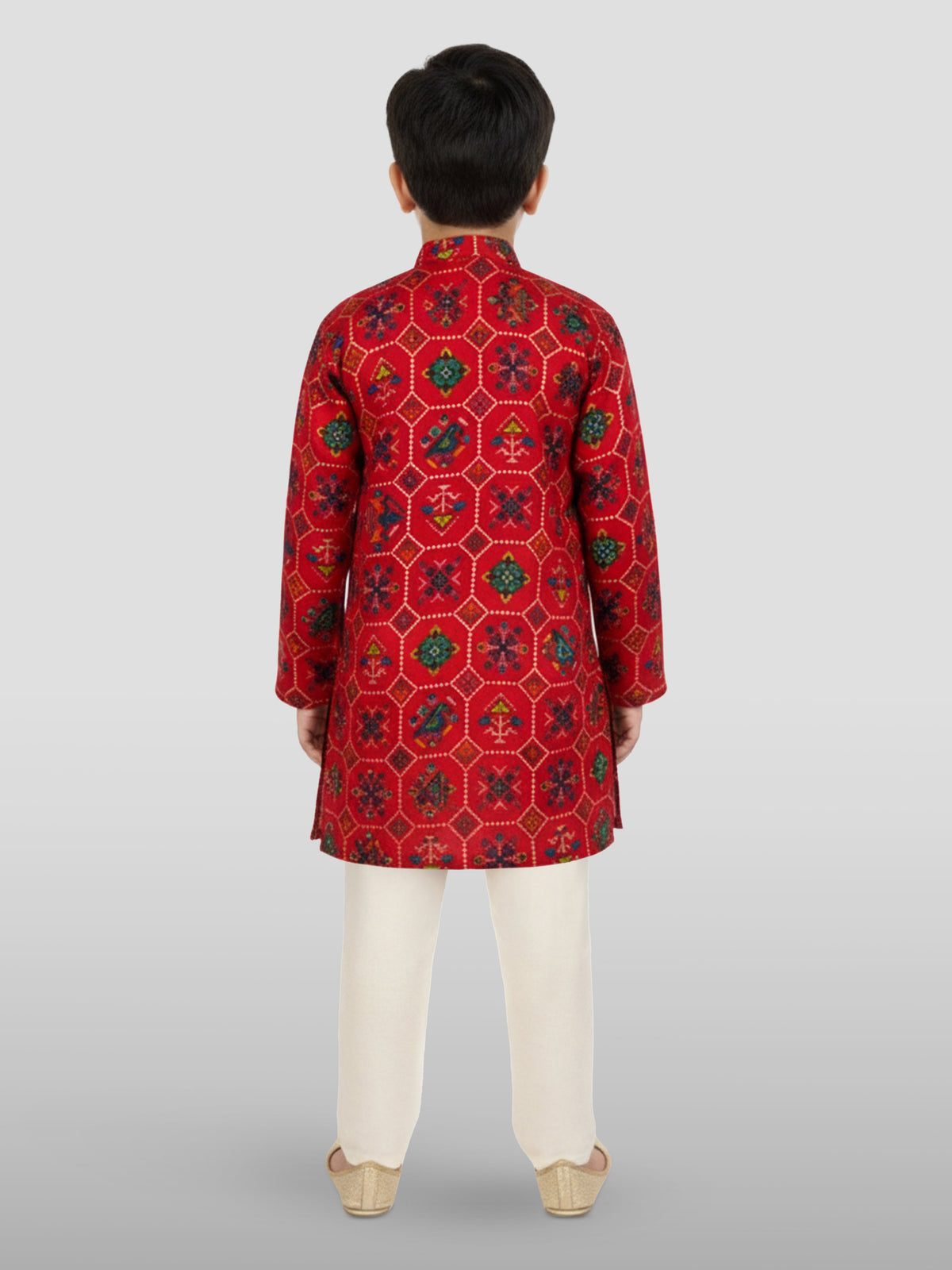 Boys Red Rayon Kurta Pyjama Set