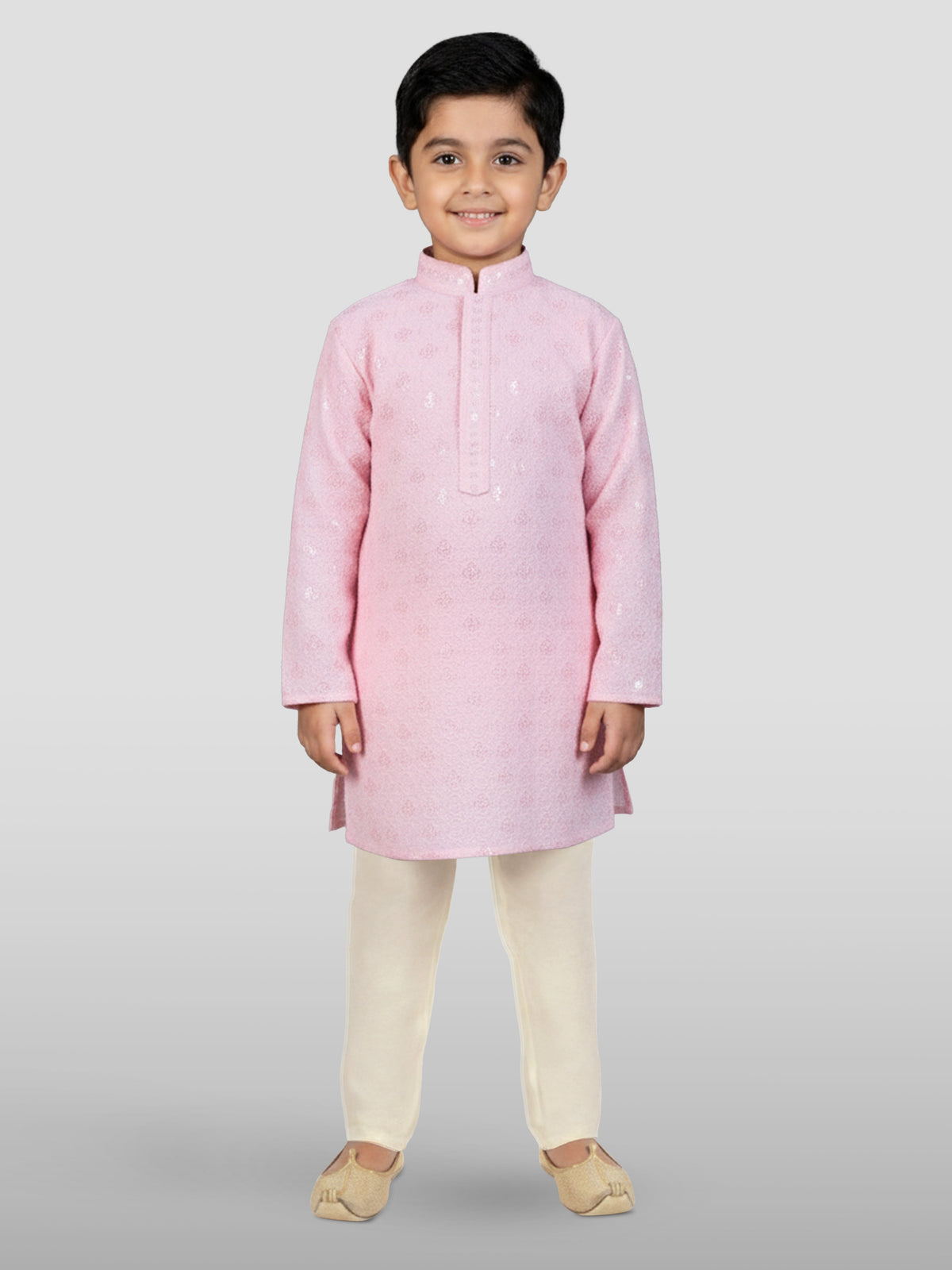 Boy's Pink Kurta And Pyjama Set