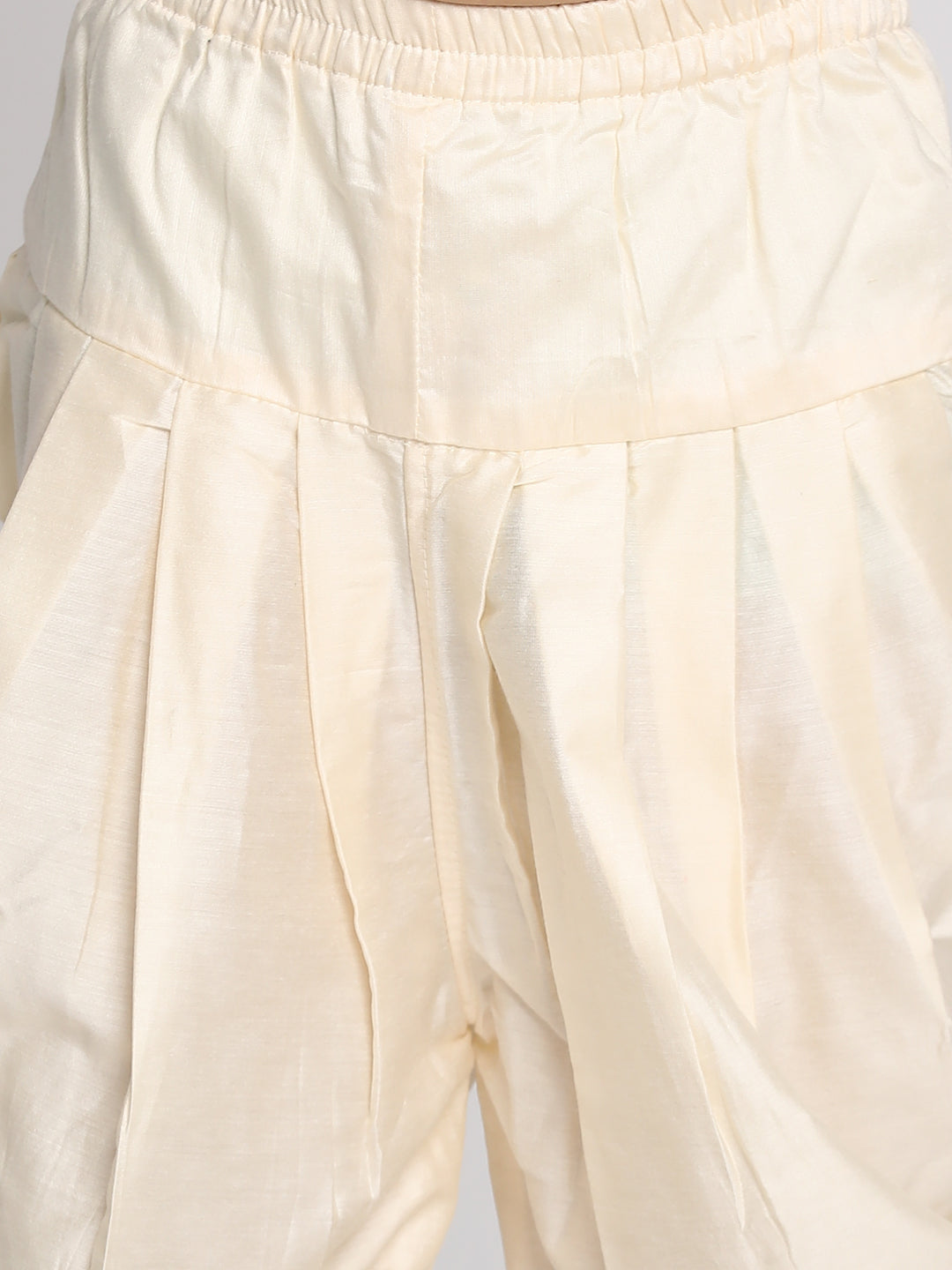 Boy's Red Viscose Kurta with Cream Dhoti