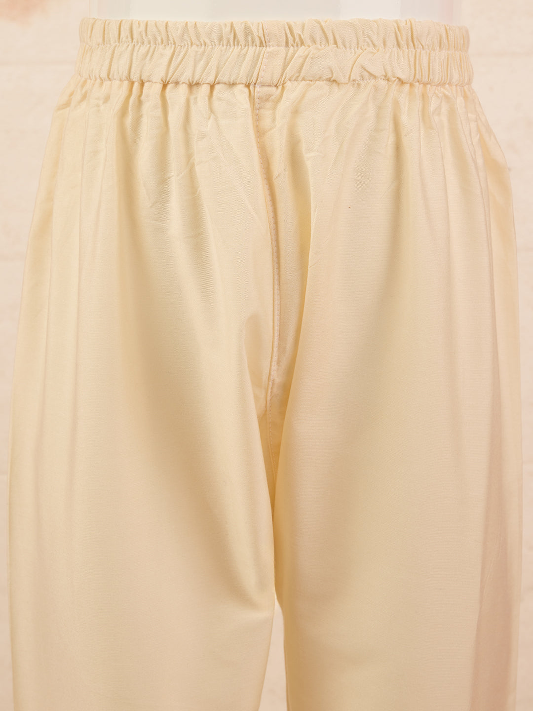 Boy's Yellow Viscose Kurta with Cream Pyjama