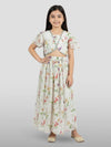 Girl's Cream Georgette Digital Print Lehenga Choli Set