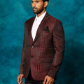 Men's Maroon Houndstooth Blazer