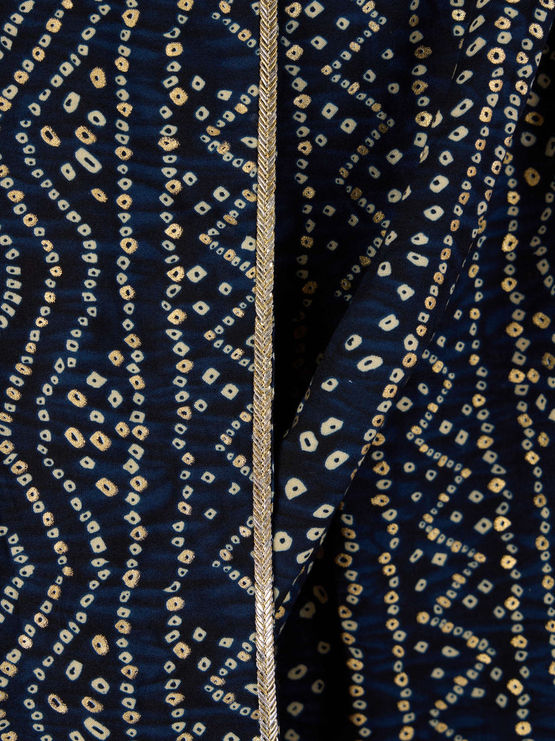 Men's Blue Rayon Bandhani Print Dupatta