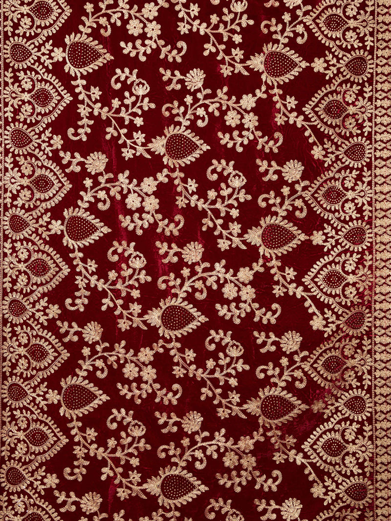 Velvet Material with Thread Embroidery Dupatta