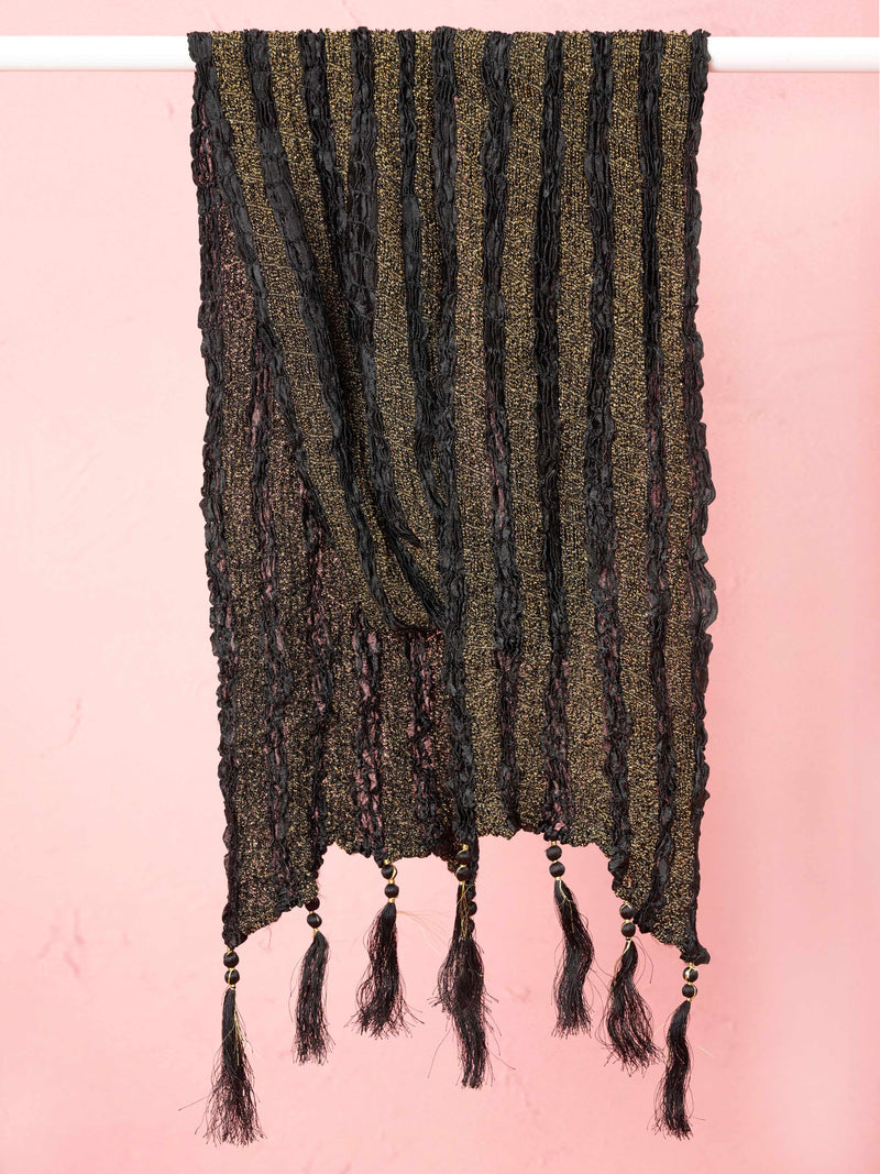 Elegant Black Crushed Dupatta