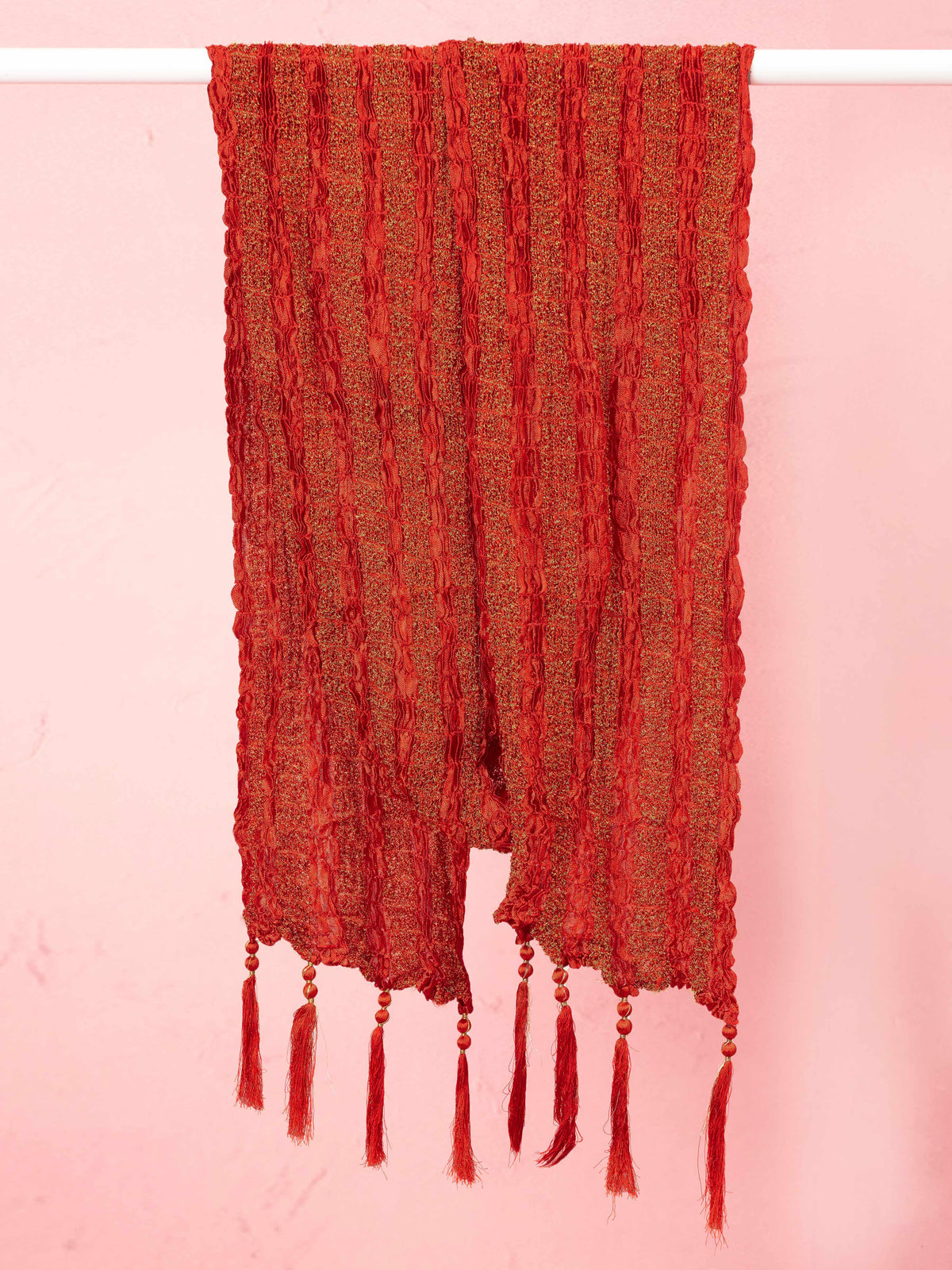 Men's Maroon Synthetic Crushed Dupatta