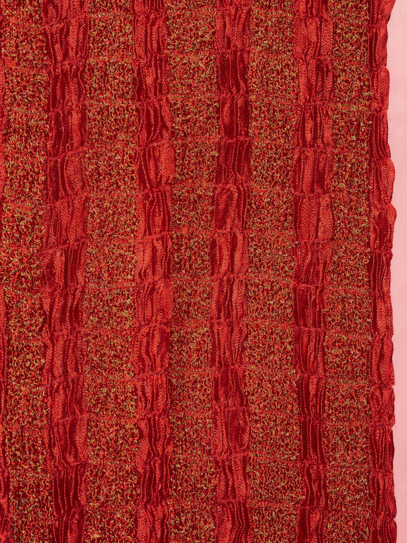 Men's Maroon Synthetic Crushed Dupatta