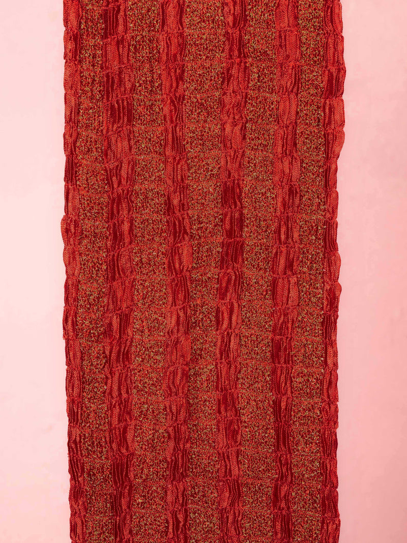 Men's Maroon Synthetic Crushed Dupatta