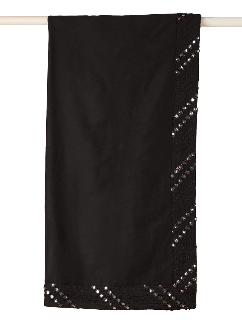 Men's Black Viscose Mirror Work Dupatta