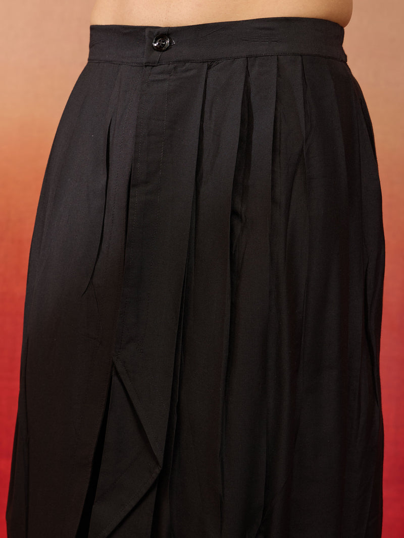 Men's Black Viscose Dhoti Pants